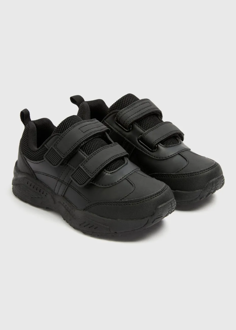 Boys Black Scuff Resistant School Trainers (Younger 8-Older 6)