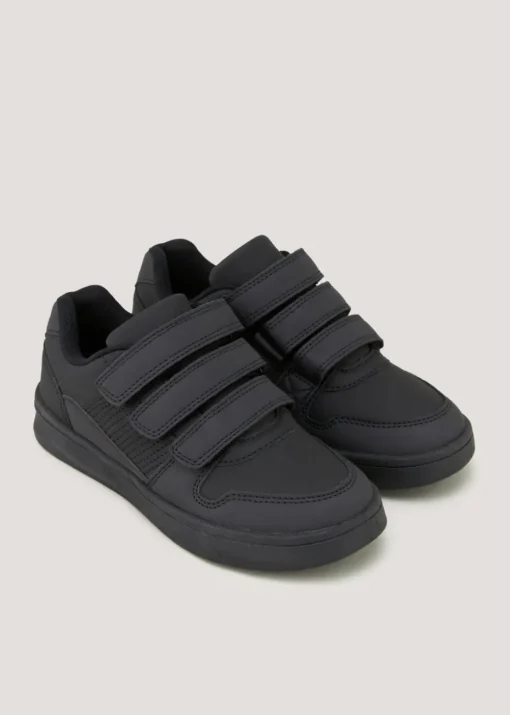 Boys Black Triple Strap School Shoes (Younger 10-Older 6)