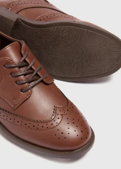 Boys Brown Faux Leather Brogue Shoes (Younger 8-Older 2)