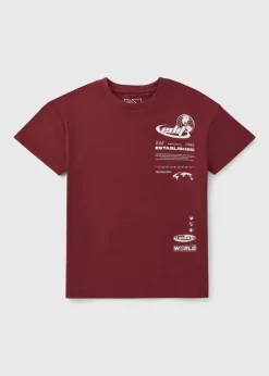 Boys Burgundy World T-Shirt (7-15yrs)
