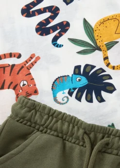 Boys Ecru Safari Print T-Shirt & Shorts Set (1-7yrs)