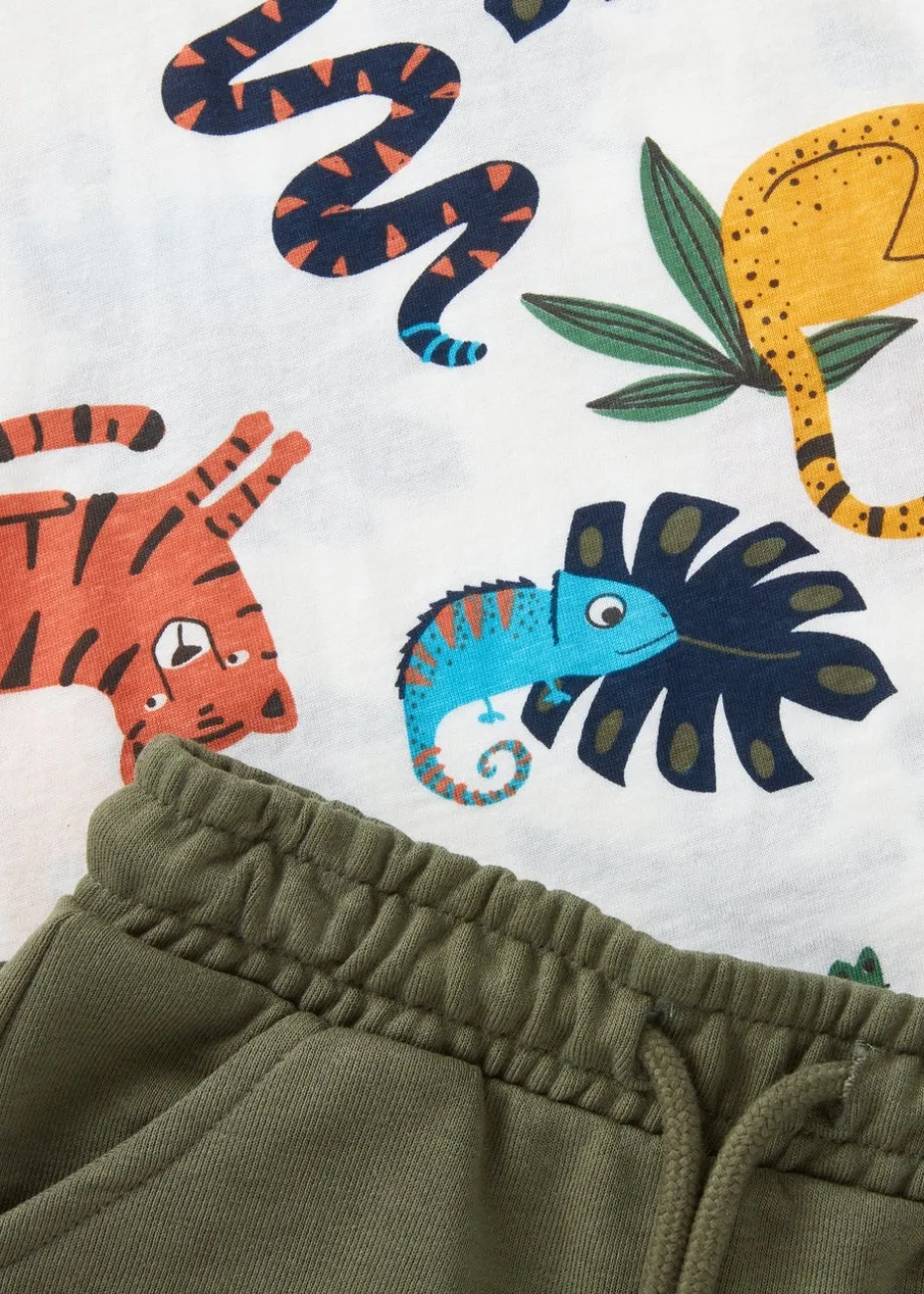 Boys Ecru Safari Print T-Shirt & Shorts Set (1-7yrs)