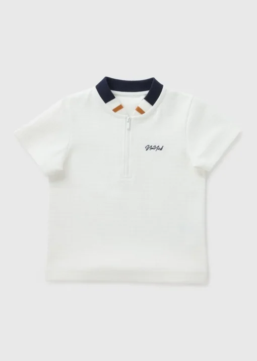 Boys Ecru Textured Baseball Polo Shirt (1-7yrs)