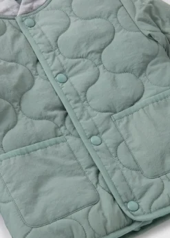 Boys Green Quilted Jersey Hooded Jacket (1-7yrs)