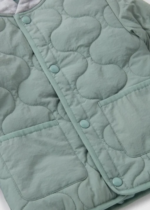 Boys Green Quilted Jersey Hooded Jacket (1-7yrs)