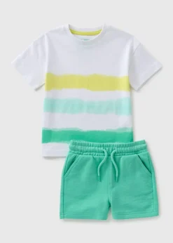 Boys Green Tie Dye Top & Shorts Set (1-7yrs)