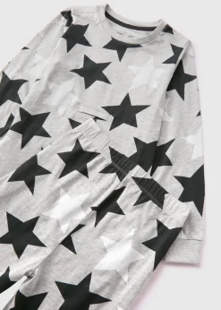 Boys Grey Easy Dress Star Pyjama Set (1-13yrs)
