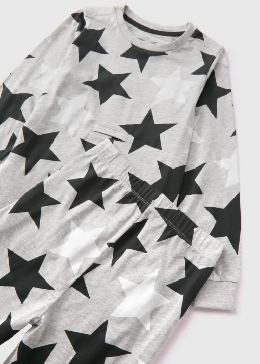 Boys Grey Easy Dress Star Pyjama Set (1-13yrs)