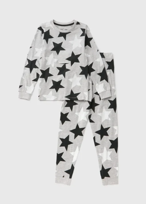 Boys Grey Easy Dress Star Pyjama Set (1-13yrs)