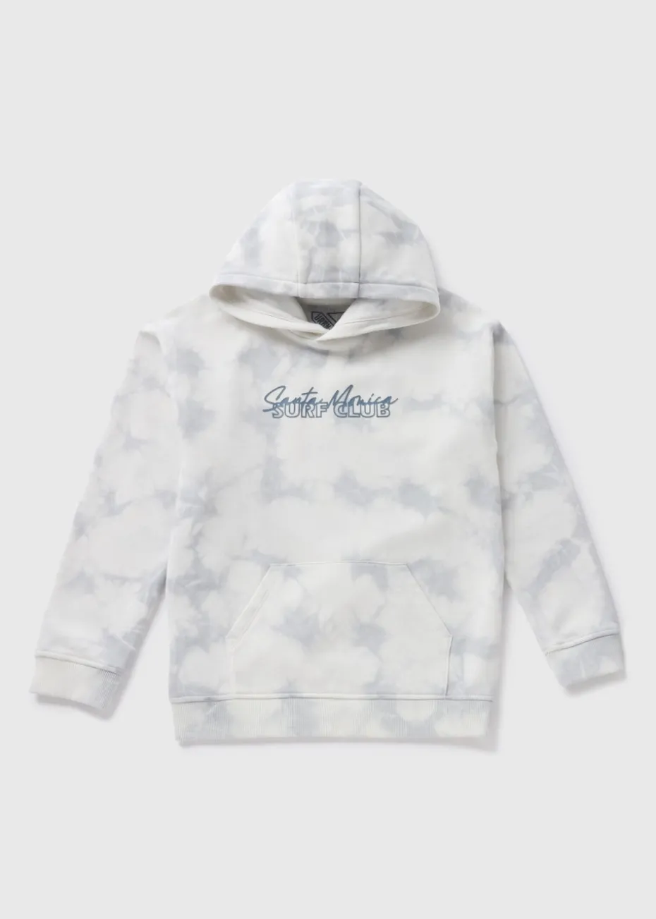 Boys Grey Tye Dye Printed Hoodie