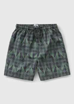 Boys Khaki Geometric Swim Shorts (7-15yrs)