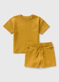 Boys Mustard Waffle Top & Short Set (1-7yrs)