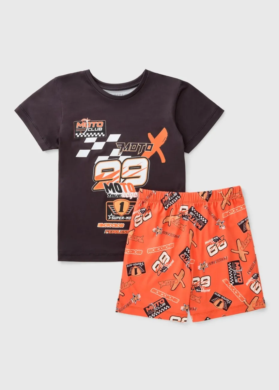 Boys Orange Motorsport Pyjama Set (7-13yrs)