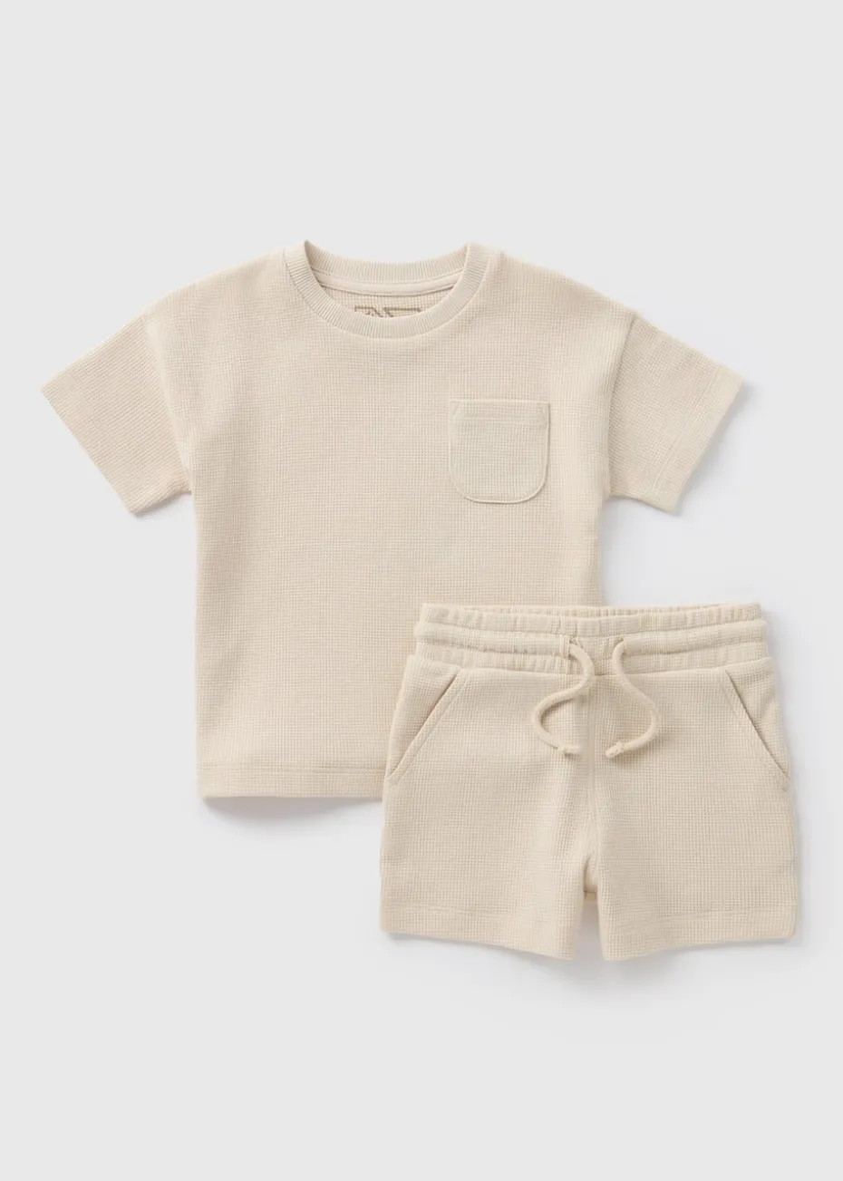 Boys Stone Waffle T-Shirt & Shorts Set (1-7yrs)