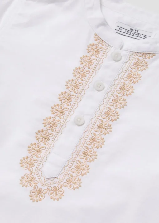 Boys White Eid Kurta Shirt (1-7yrs)