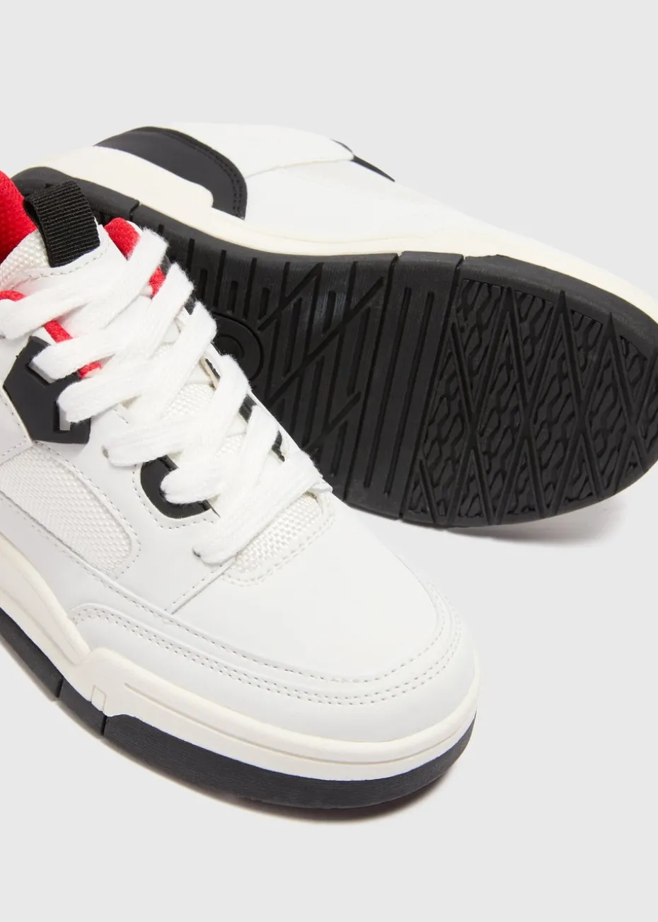 Boys White Mid Top Trainers (Younger 10-Older 6)