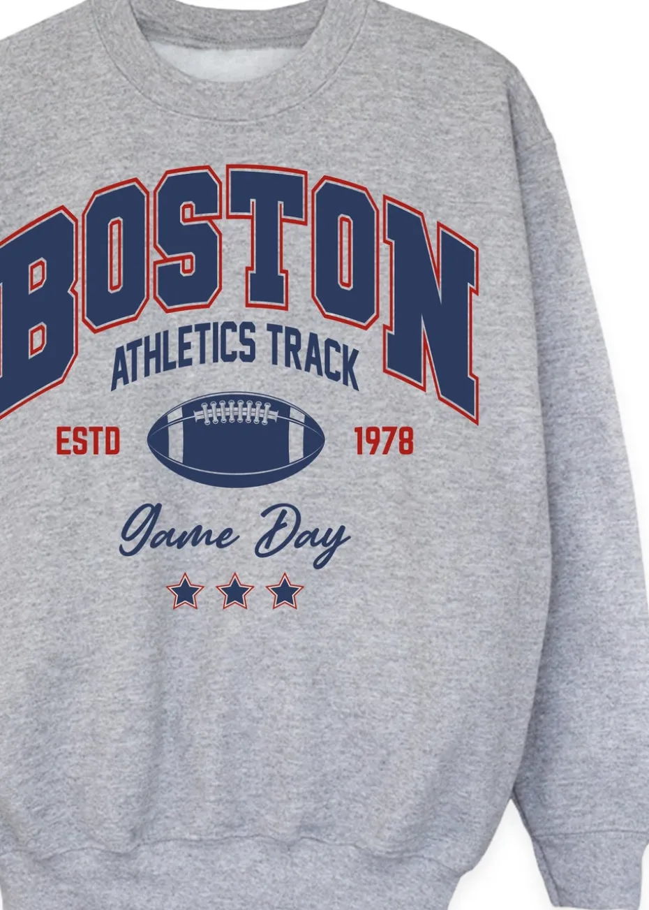Brands In Boston Athletics Track Kids Heather Grey Sweatshirt (3-13 Years)