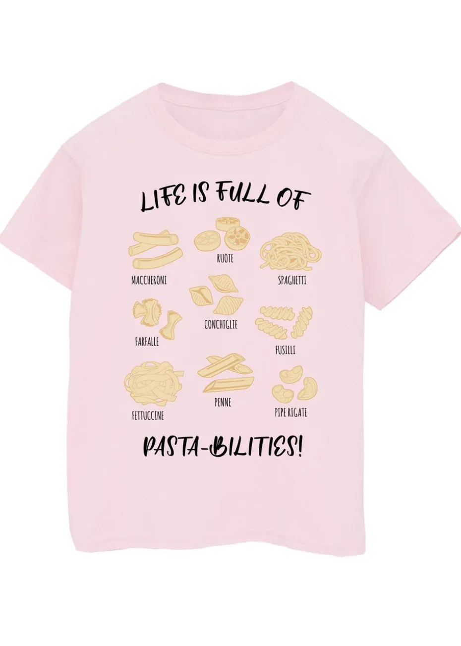 Brands In Life Is Full Of Pasta-bilities Kids Pink Graphic T-Shirt (3-13 Years)