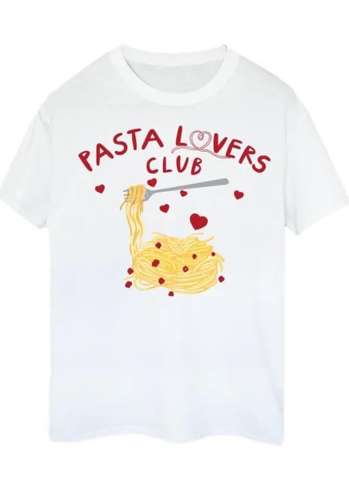 Brands In Pasta Lovers Club White Boyfriend Fit Graphic T-Shirt