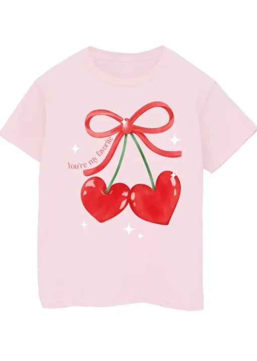 Brands In Pink Cherry Hearts T-Shirt (3-13 Years)