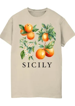 Brands In Sicily Oranges Sand Boyfriend Fit Graphic T-Shirt