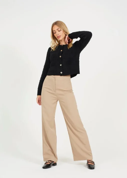Brave Soul Black Button Through Boucle Cardigan