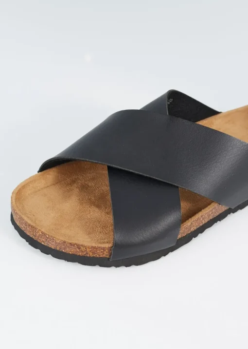 Brave Soul Black Crossover Strap Sandals