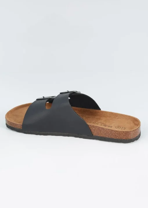 Brave Soul Black Faux Leather Cork Sandal