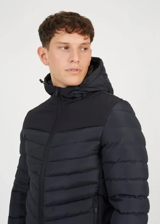 Brave Soul Black Padded Soft Shell Hooded Jacket
