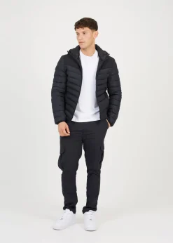Brave Soul Black Padded Soft Shell Hooded Jacket