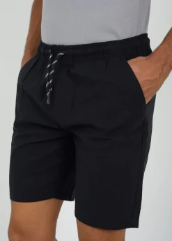 Brave Soul Black Recycled Cotton Elasticated Waist Shorts