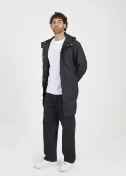 Brave Soul Black Rubberised Hooded Parka Style Jacket