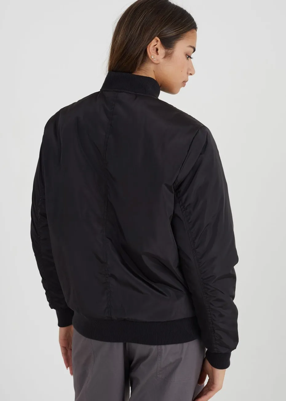Brave Soul Black Ruched Sleeve Oversized Bomber Jacket