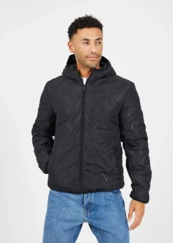 Brave Soul Black Short Heat Seal Padded Hooded Jacket