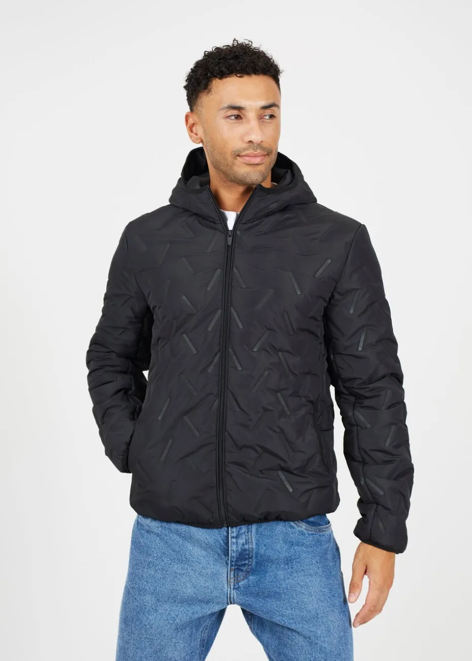 Brave Soul Black Short Heat Seal Padded Hooded Jacket