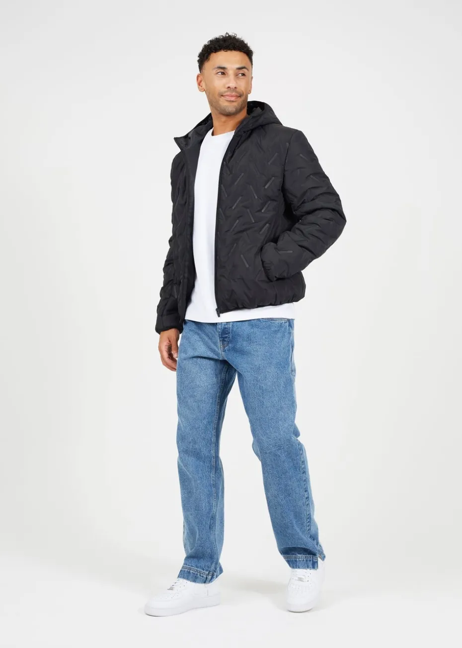 Brave Soul Black Short Heat Seal Padded Hooded Jacket