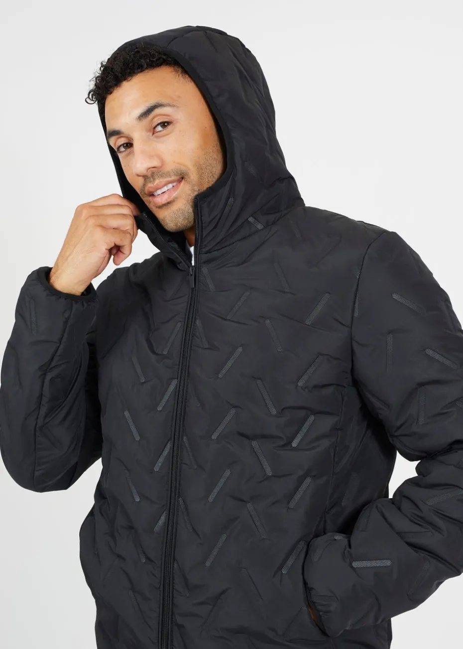 Brave Soul Black Short Heat Seal Padded Hooded Jacket