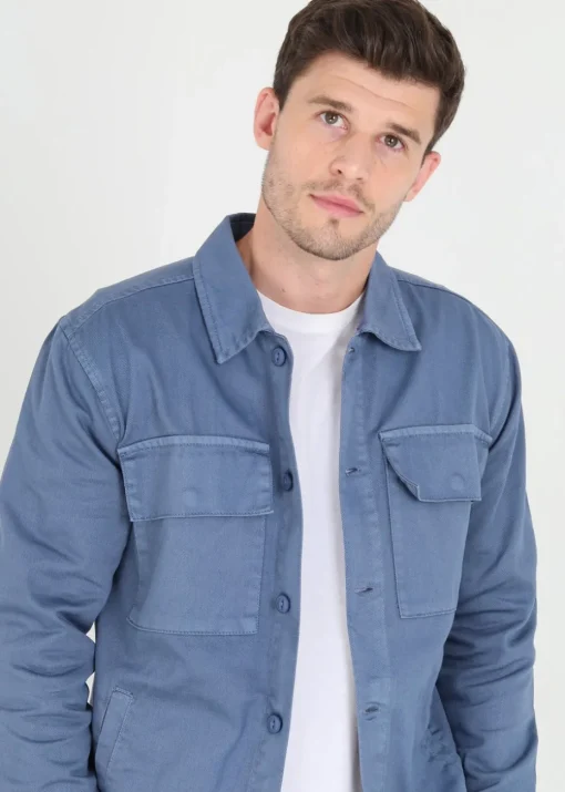 Brave Soul Blue Cotton Twill Shacket