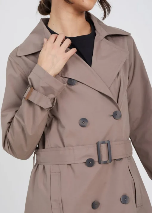 Brave Soul Brown Double-Breasted Longline Trench Coat