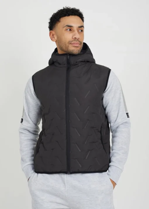 Brave Soul Charcoal Heat Seal Padded Hooded Gilet