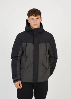 Brave Soul Grey Colour Block Hooded Jacket