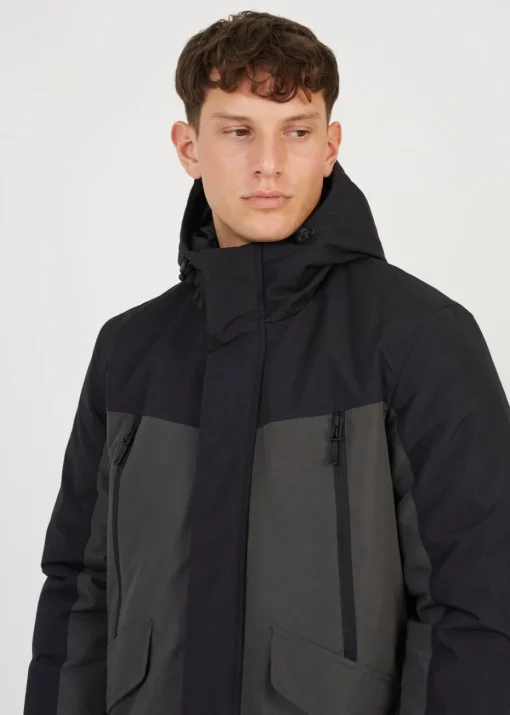 Brave Soul Grey Colour Block Hooded Jacket
