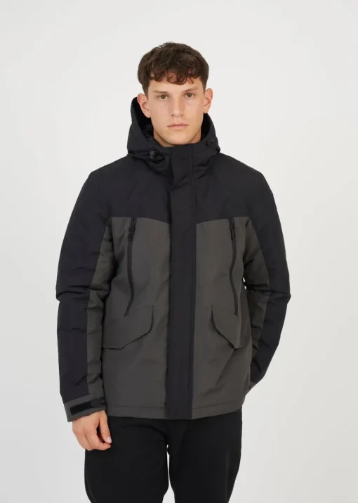 Brave Soul Grey Colour Block Hooded Jacket