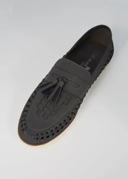 Brave Soul Grey Faux Leather Woven Loafers