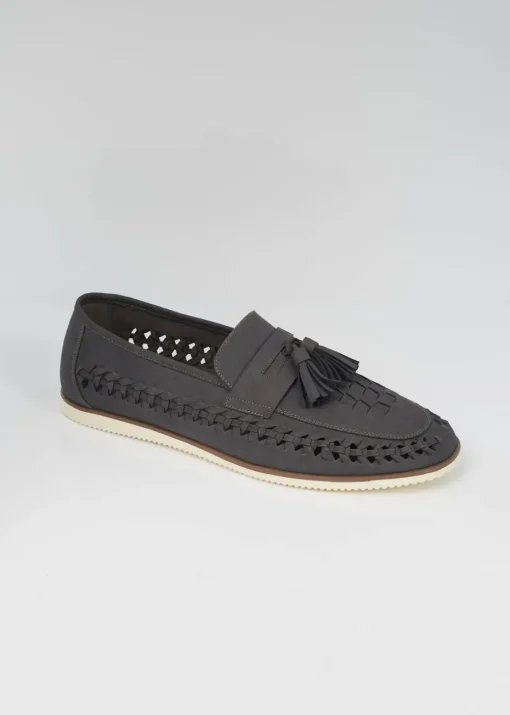 Brave Soul Grey Faux Leather Woven Loafers