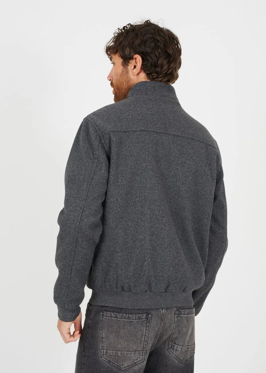 Brave Soul Grey Faux Wool Funnel Neck Bomber Style Jacket