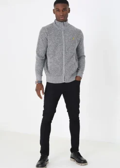 Brave Soul Grey Funnel Neck Zip Through Knitted Jumper