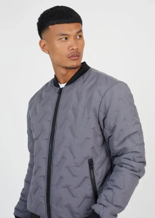 Brave Soul Grey Heat Seal Bomber Style Jacket