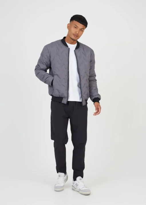 Brave Soul Grey Heat Seal Bomber Style Jacket
