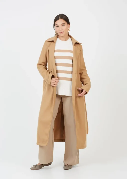 Brave Soul Ivory Striped Loose Fit Jumper with Wide Sleeves